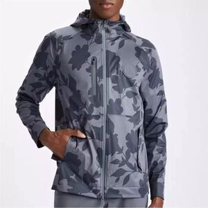 G/FORE Tonal Floral Weather Resistant Repeller Jacket Hooded Sz S Charcoal NWT